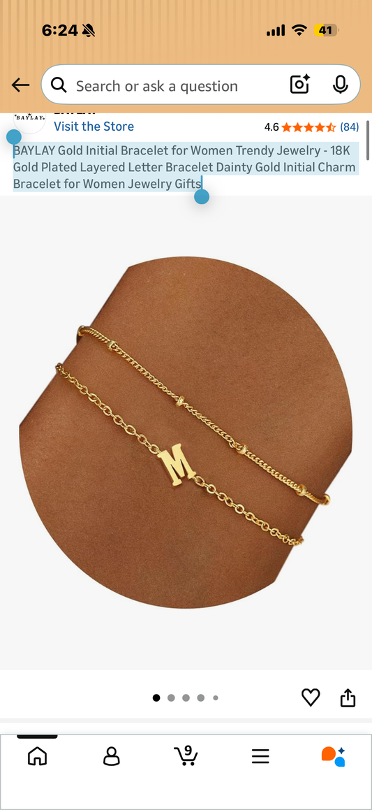 BAYLAY Gold Initial Bracelet for Women Trendy Jewelry - 18K Gold Plated Layered Letter Bracelet Dainty Gold Initial Charm Bracelet for Women Jewelry Gifts