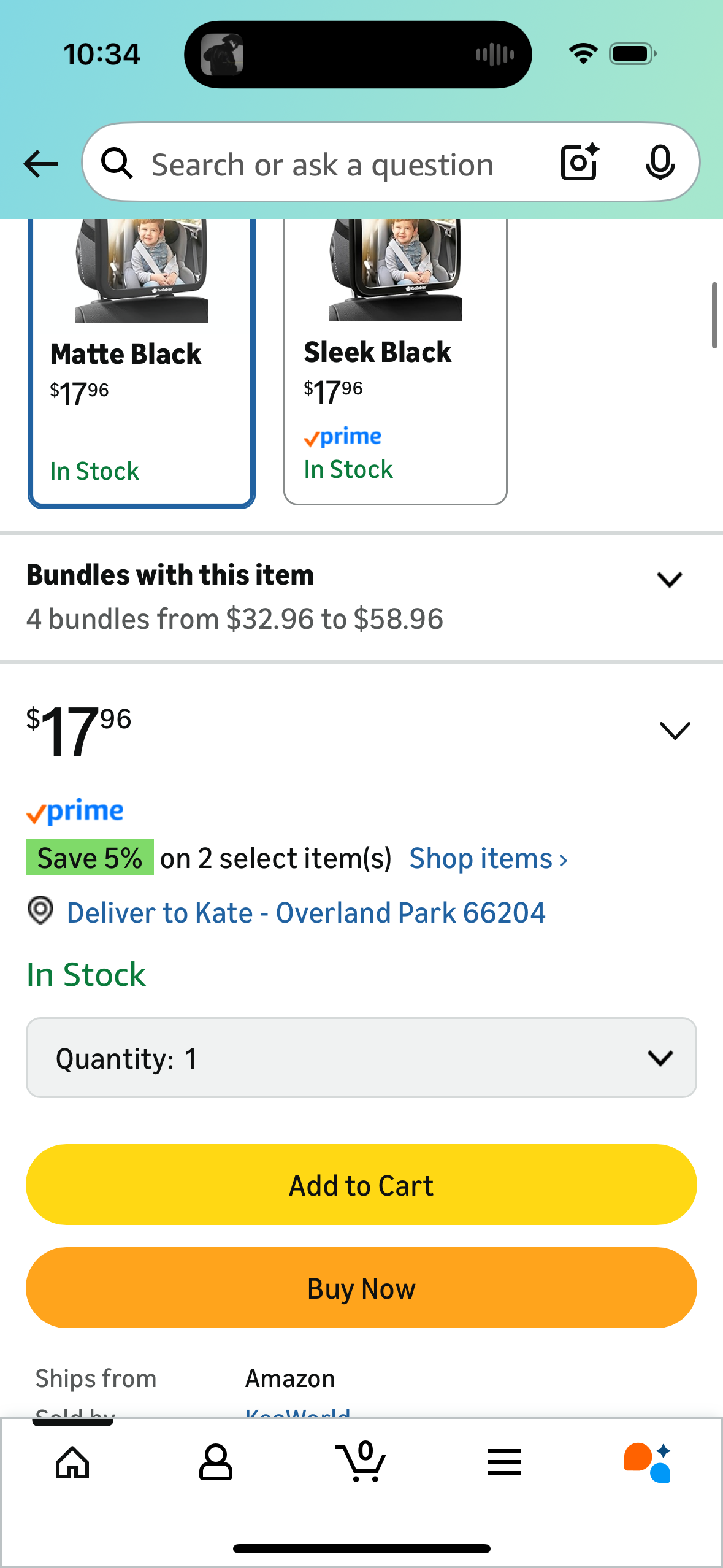 Safety Baby Car Seat Mirror - Wide Shatterproof Backseat Infant Car Mirror for Baby Rear Facing, Crystal Clear View, Travel Accessories, Easy Install & Adjustable for Removable Headrest (Matte Black)