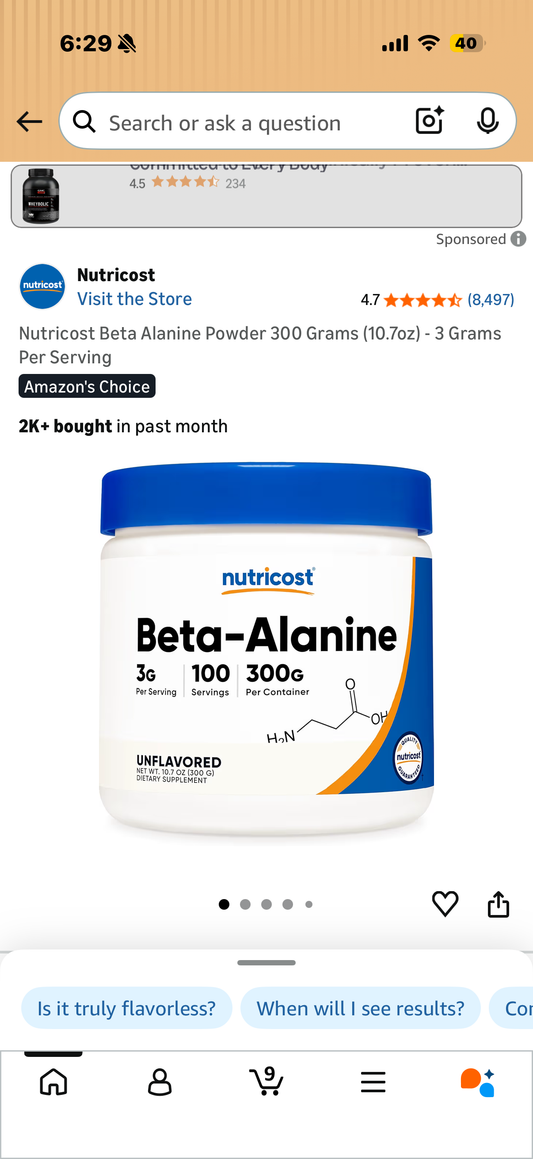 Nutricost Beta Alanine Powder 300 Grams (10.7oz) - 3 Grams Per Serving