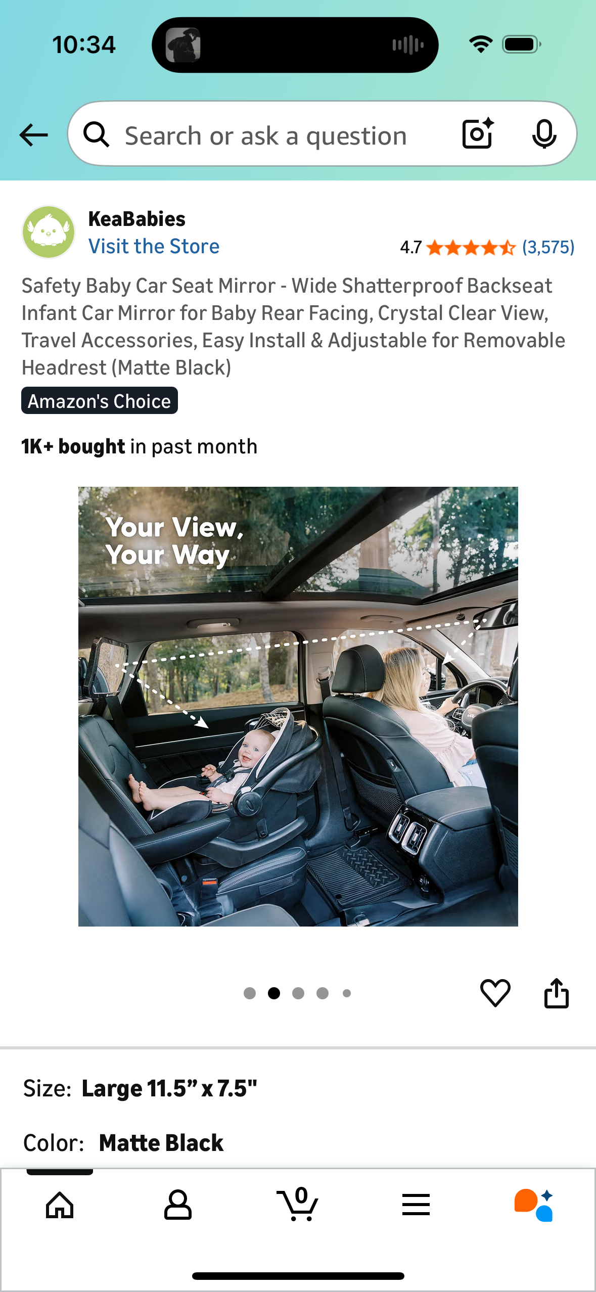 Safety Baby Car Seat Mirror - Wide Shatterproof Backseat Infant Car Mirror for Baby Rear Facing, Crystal Clear View, Travel Accessories, Easy Install & Adjustable for Removable Headrest (Matte Black)