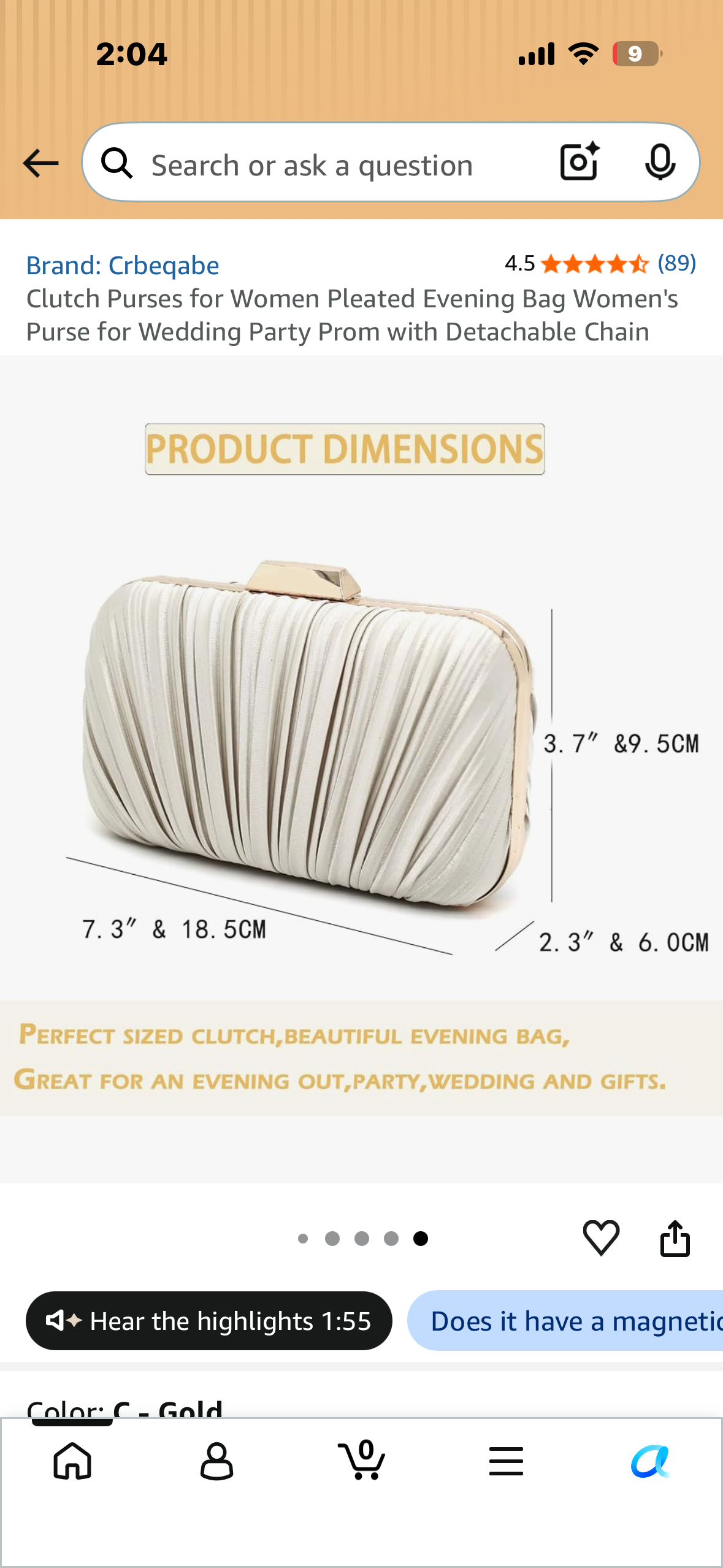 Clutch Purses for Women Pleated Evening Bag Women's Purse for Wedding Party Prom with Detachable Chain