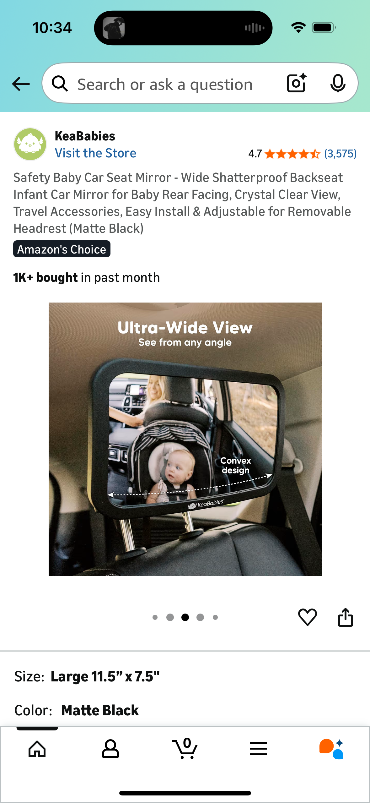 Safety Baby Car Seat Mirror - Wide Shatterproof Backseat Infant Car Mirror for Baby Rear Facing, Crystal Clear View, Travel Accessories, Easy Install & Adjustable for Removable Headrest (Matte Black)