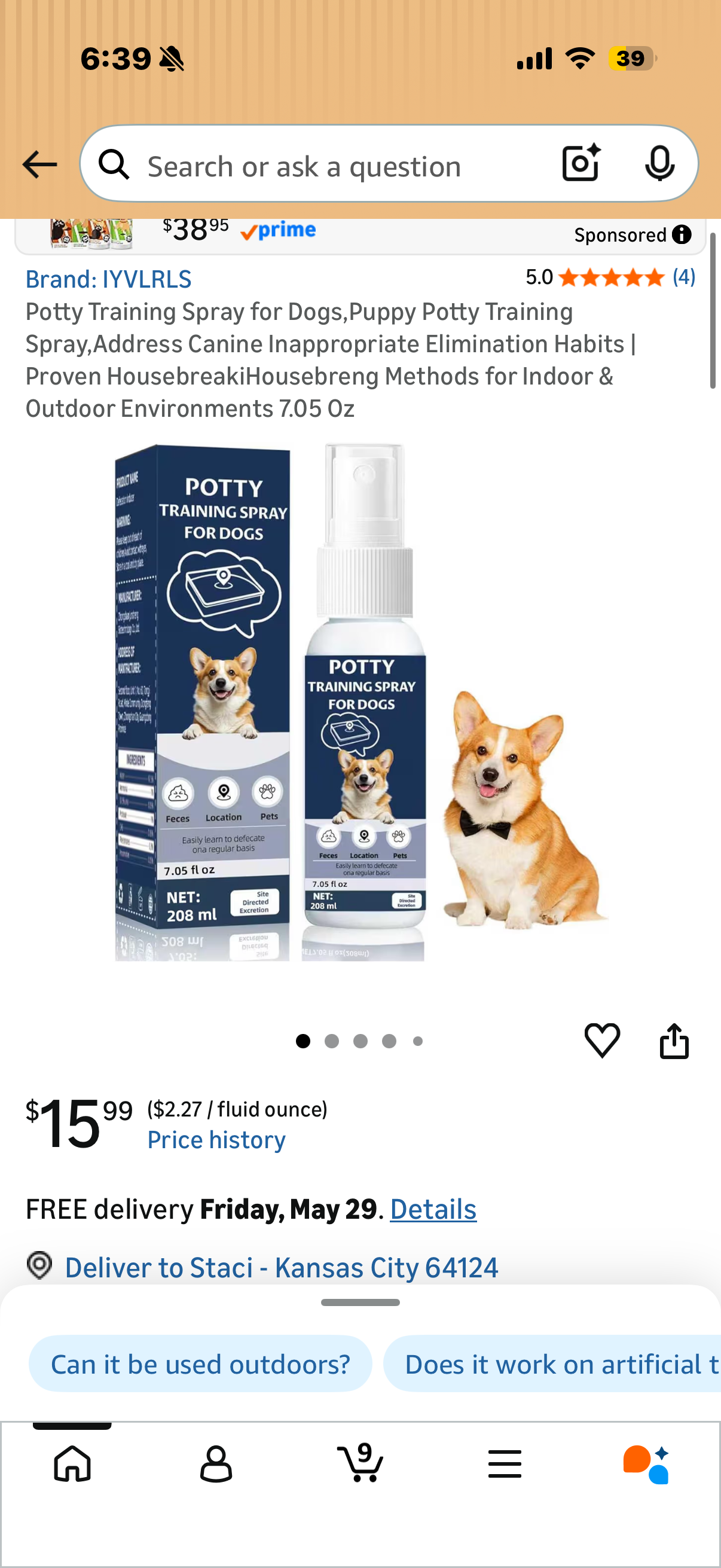 Potty Training Spray for Dogs,Puppy Potty Training Spray,Address Canine Inappropriate Elimination Habits | Proven HousebreakiHousebreng Methods for Indoor & Outdoor Environments 7.05 Oz