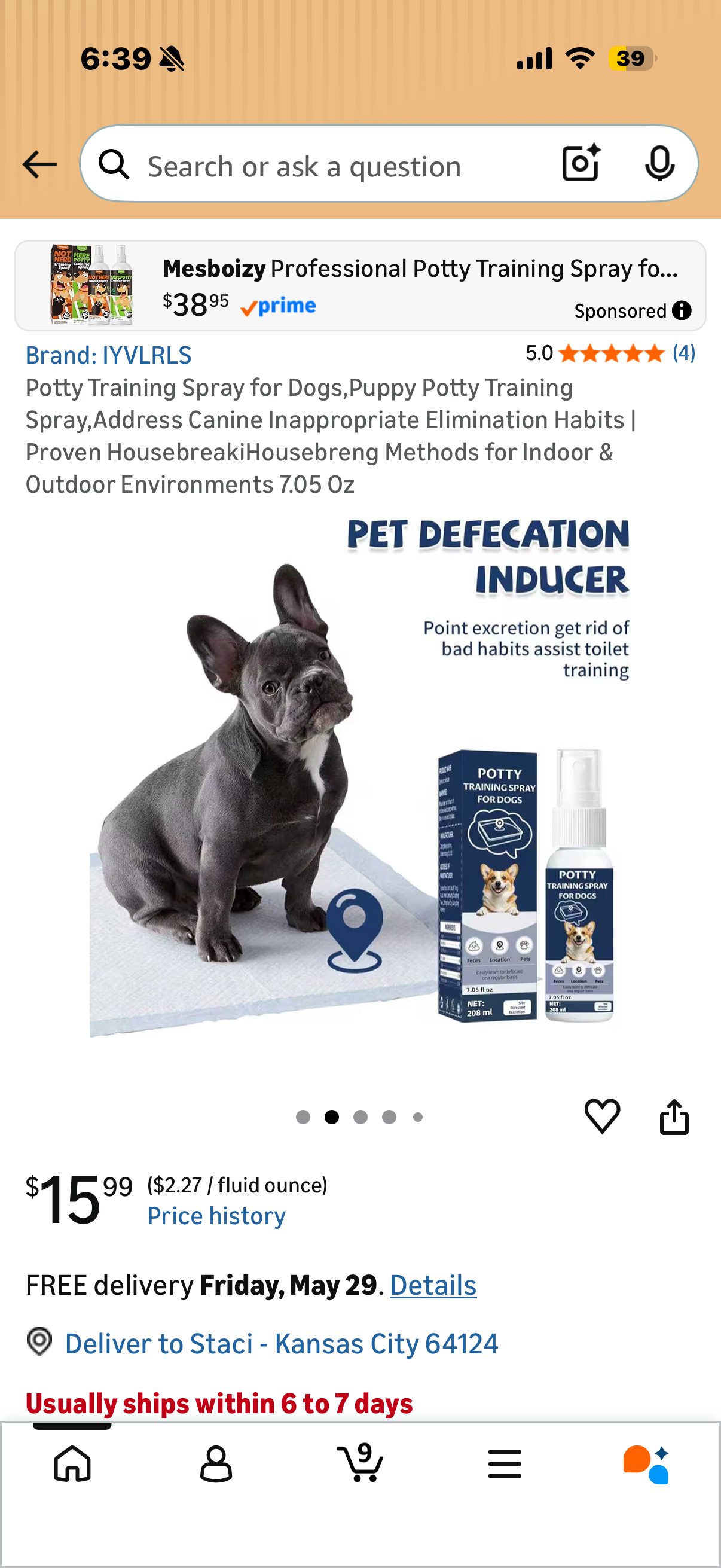 Potty Training Spray for Dogs,Puppy Potty Training Spray,Address Canine Inappropriate Elimination Habits | Proven HousebreakiHousebreng Methods for Indoor & Outdoor Environments 7.05 Oz