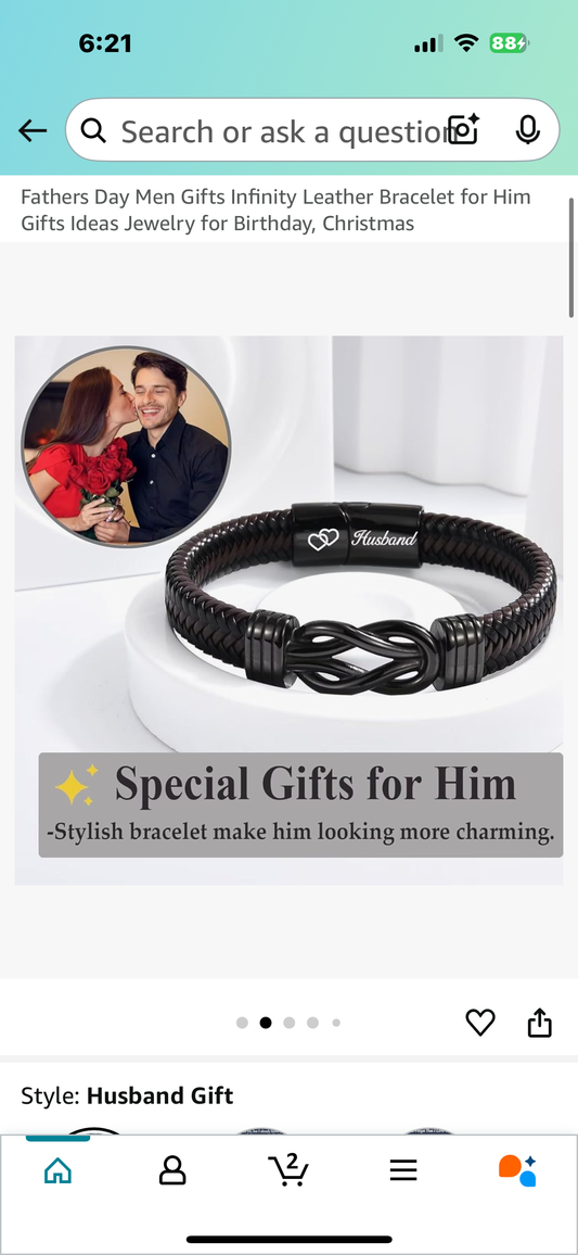Fathers Day Men Gifts Infinity Leather Bracelet for Him Gifts Ideas Jewelry for Birthday, Christmas