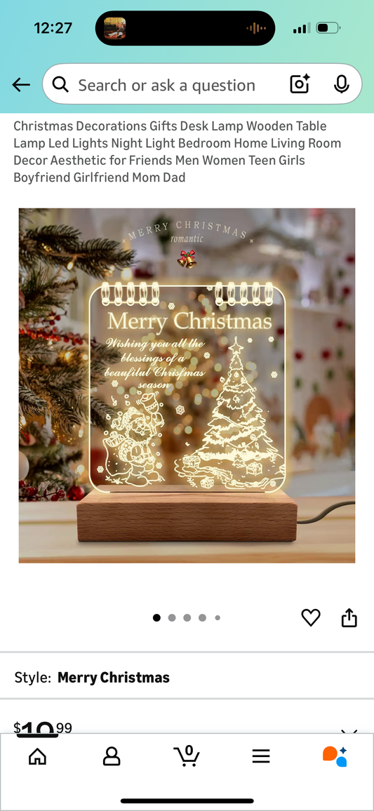 Christmas Decorations Gifts Desk Lamp Wooden Table Lamp Led Lights Night Light Bedroom Home Living Room Decor Aesthetic for Friends Men Women Teen Girls Boyfriend Girlfriend Mom Dad