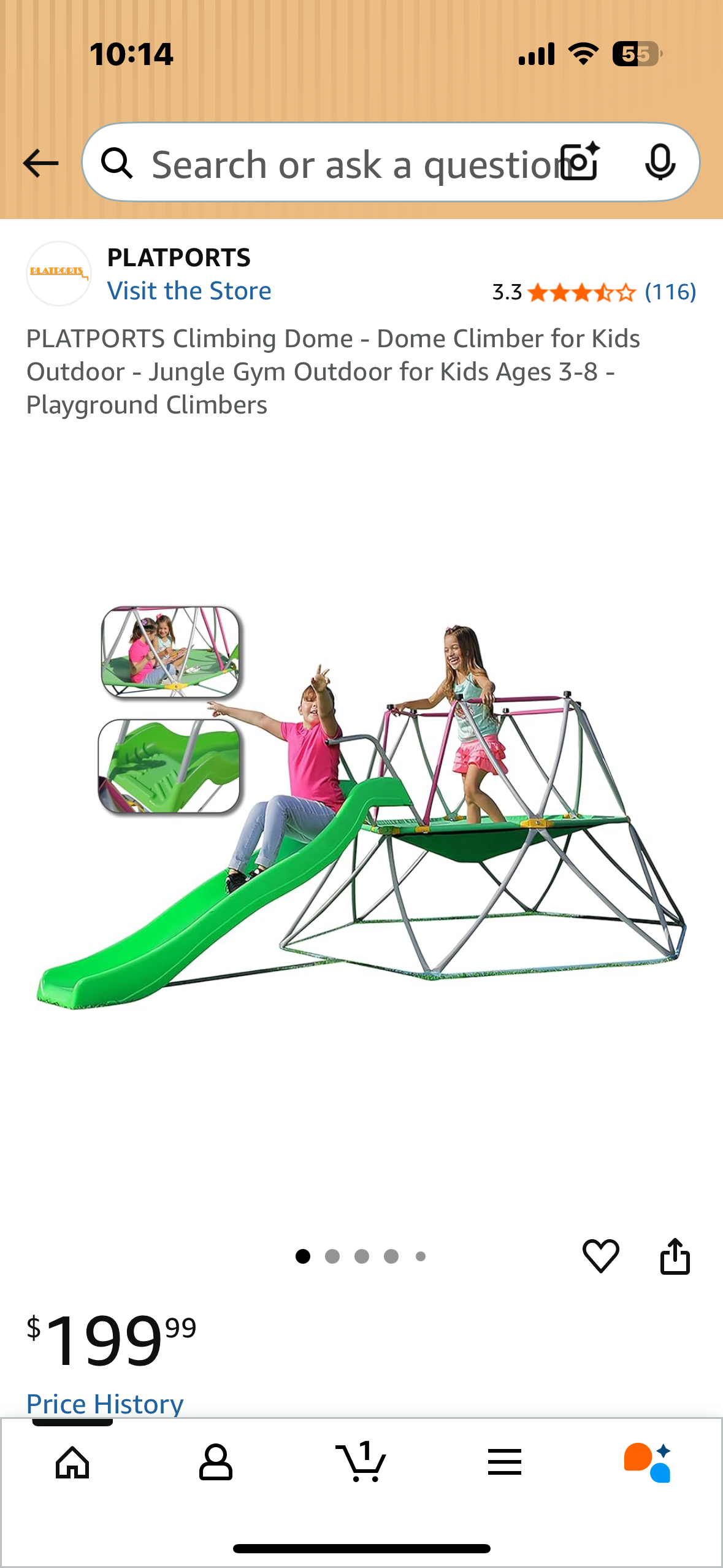 PLATPORTS Climbing Dome with Slide - Dome Climber for Kids Outdoor - Jungle Gym Outdoor for Kids Ages 3-8 - Playground Climbers (W519)