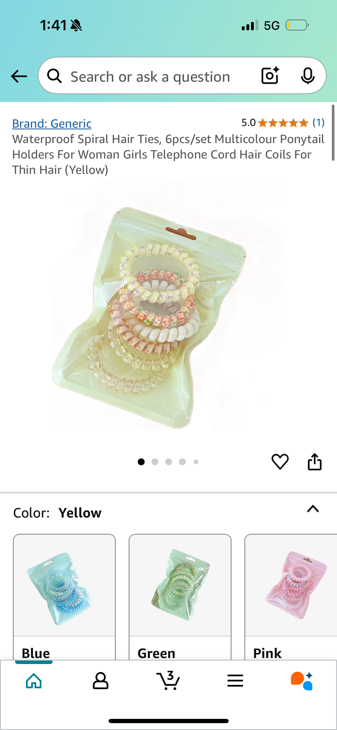 Spiral Hair Ties, 6pcs/set Multicolour Ponytail Holders For Woman Girls Telephone Cord Hair Coils For Thin Hair (Yellow)