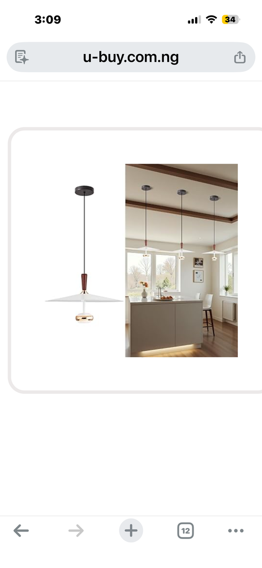 Pendant Light, Modern LED  Pendant Lighting for Kitchen Island, Dining Room, Bar, Bedside, 1Pack, White