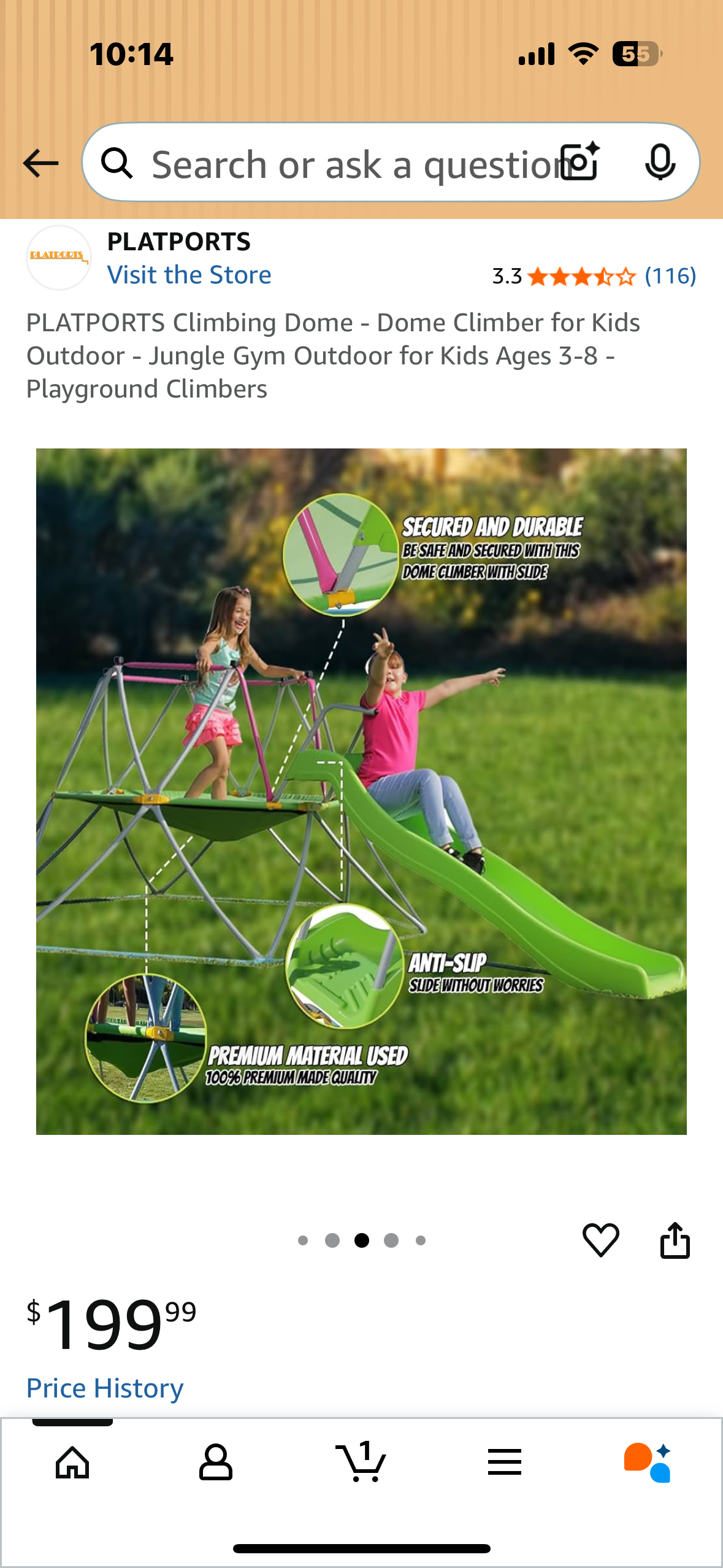 PLATPORTS Climbing Dome with Slide - Dome Climber for Kids Outdoor - Jungle Gym Outdoor for Kids Ages 3-8 - Playground Climbers (W519)