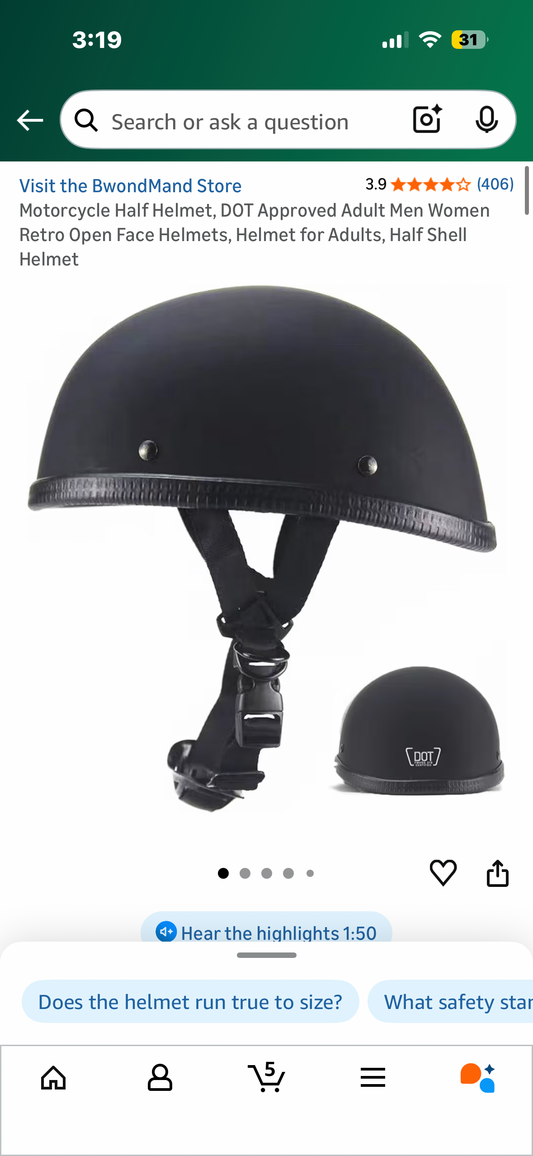 Motorcycle Half Helmet, DOT Approved Adult Men Women Retro Open Face Helmets, Helmet for Adults, Half Shell Helmet