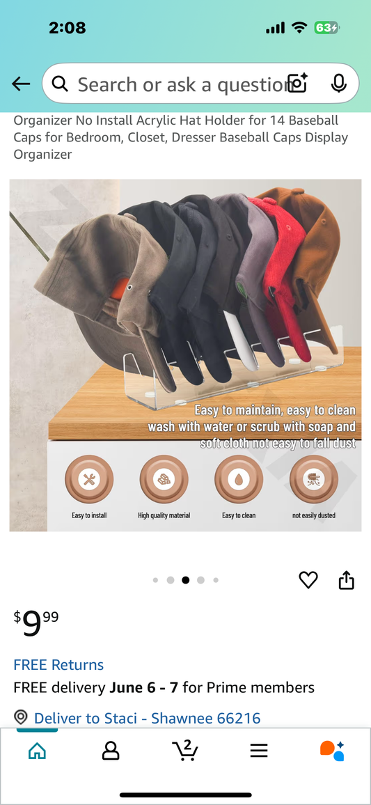 Hat Stand for Baseball Caps Display & Baseball Caps Organizer No Install Acrylic Hat Holder for 14 Baseball Caps for Bedroom, Closet, Dresser Baseball Caps Display Organizer