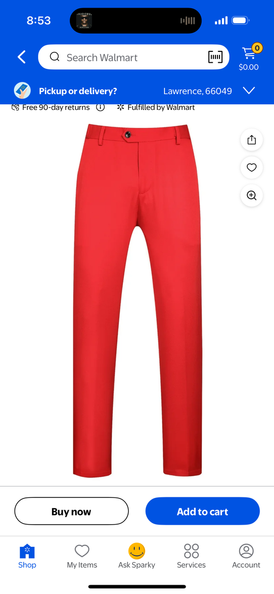 Keevoom Mens Dress Pants Slim Stretch Casual Dress Pant Red