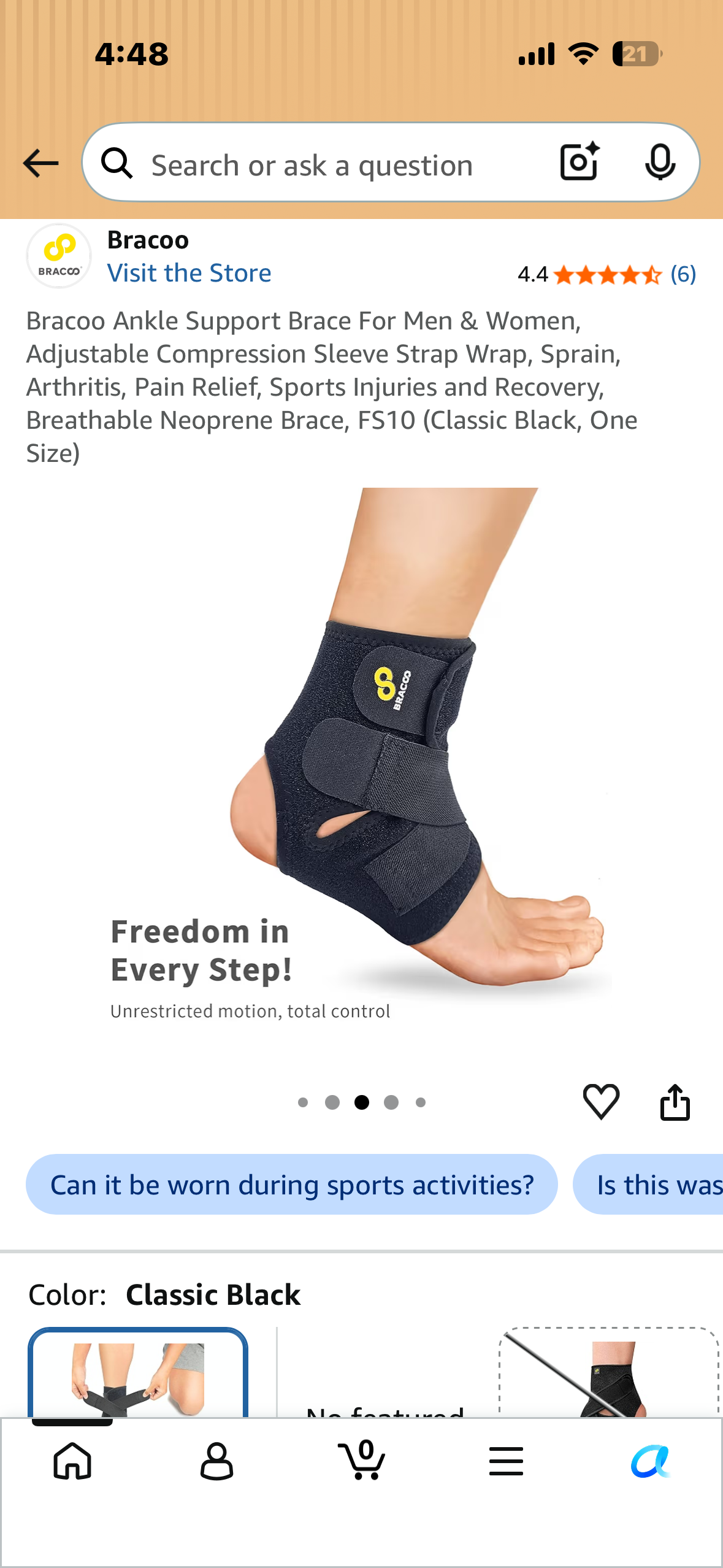 Bracoo Ankle Support Brace For Men & Women, Adjustable Compression Sleeve Strap Wrap, Sprain, Arthritis, Pain Relief, Sports Injuries and Recovery, Breathable Neoprene Brace, FS10 (Classic Gray, One Size)
