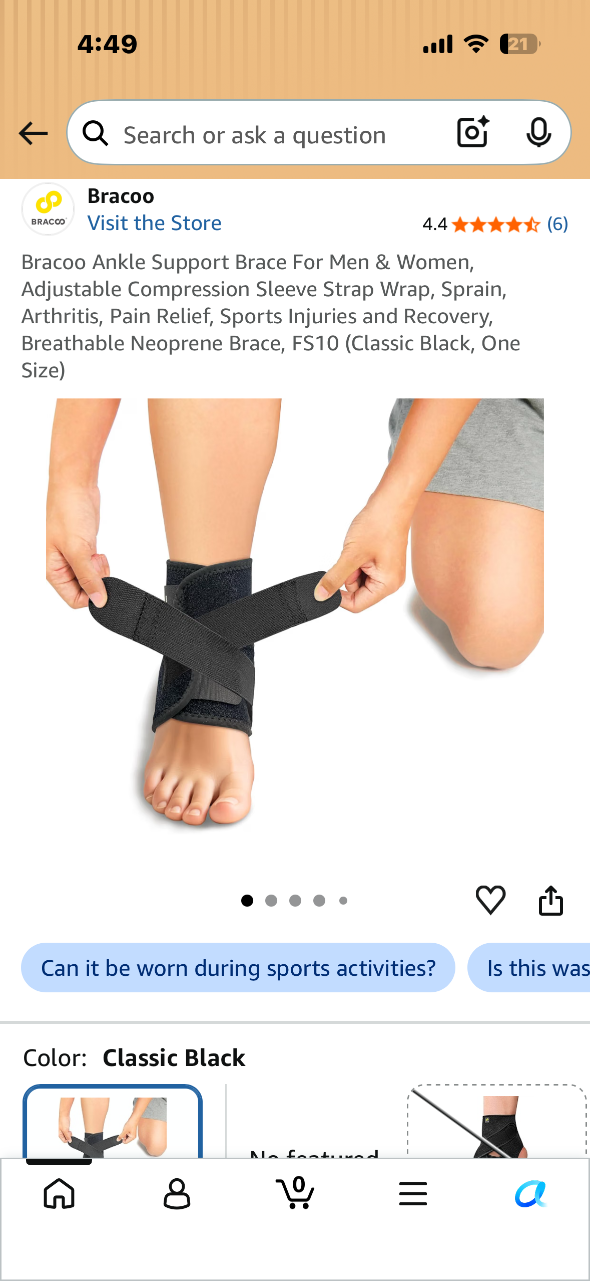 Bracoo Ankle Support Brace For Men & Women, Adjustable Compression Sleeve Strap Wrap, Sprain, Arthritis, Pain Relief, Sports Injuries and Recovery, Breathable Neoprene Brace, FS10 (Classic Gray, One Size)