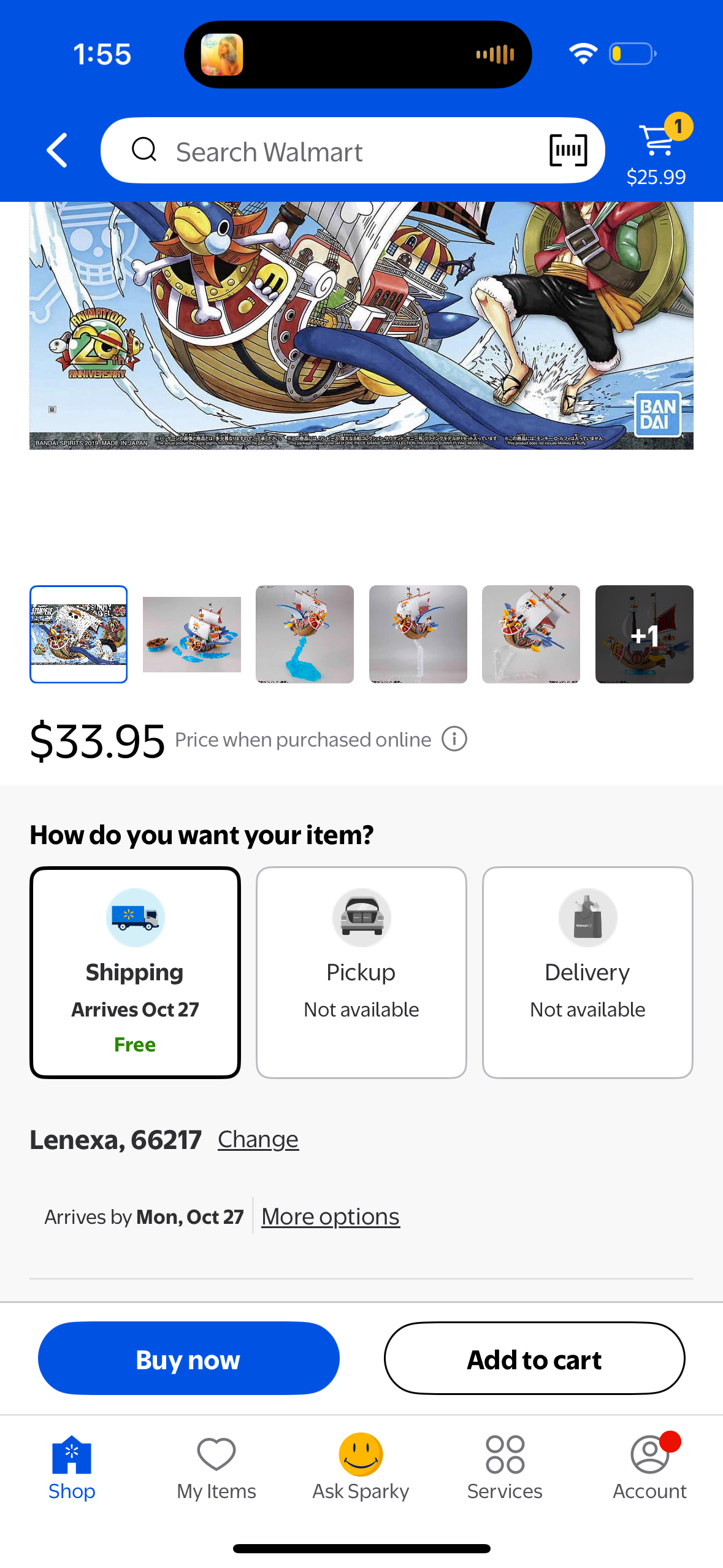 Bandai Japan One Piece Grand Ship Collection Thousand Sunny Flying Model Action Figure (12.15")