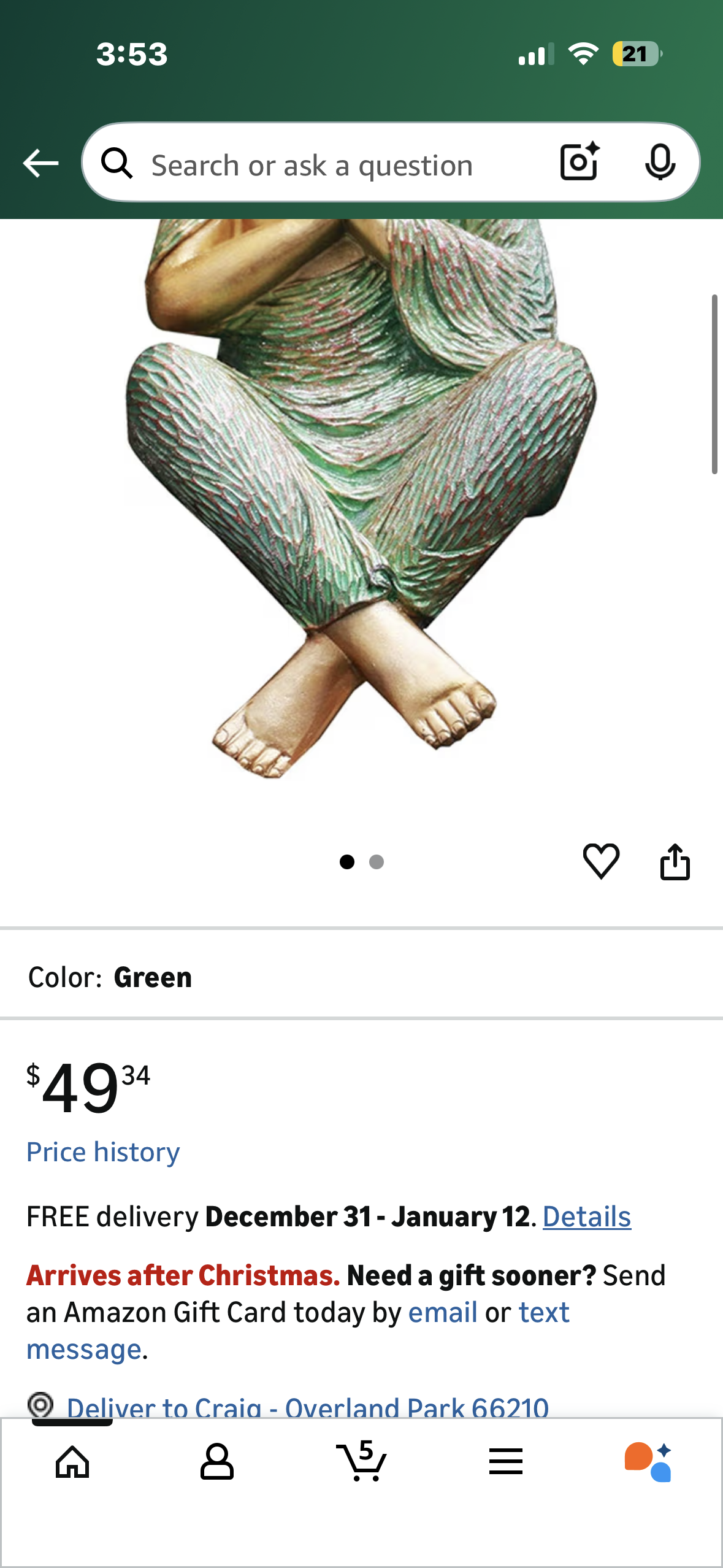 Desktop Statue - Outdoor Garden Zen Buddha Statue Ornaments, 12” Buddha Sculpture for Meditation or Decoration,  green, 12” Tall