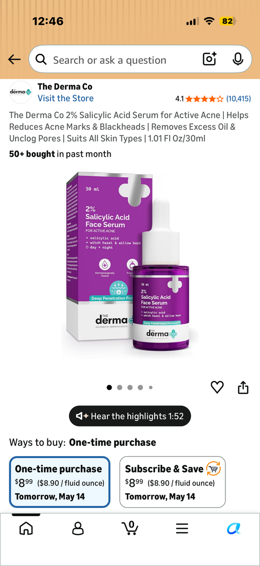 The Derma Co 2% Salicylic Acid Serum for Active Acne | Helps Reduces Acne Marks & Blackheads | Removes Excess Oil & Unclog Pores | Suits All Skin Types | 1.01 Fl Oz/30ml