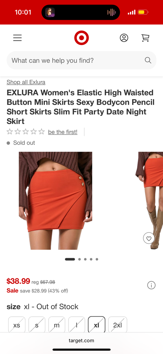 EXLURA Women's Elastic High Waisted Button Mini Skirts Sexy Bodycon Size XL