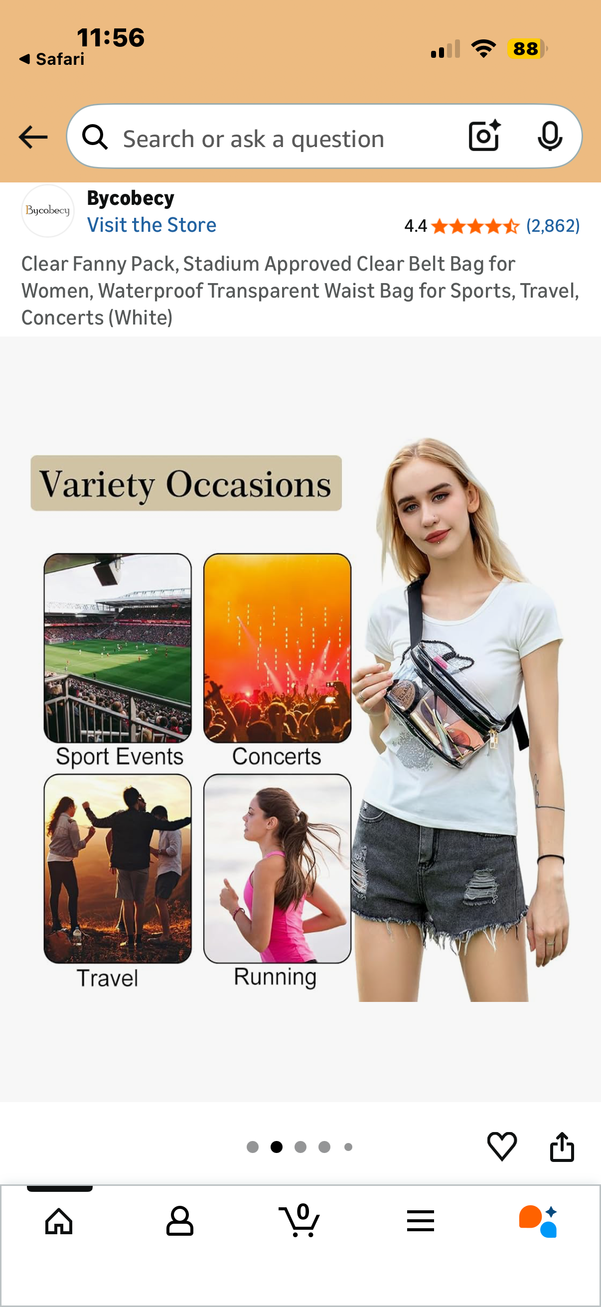 Clear Fanny Pack, Stadium Approved Clear Belt Bag for Women, Waterproof Transparent Waist Bag for Sports, Travel, Concerts