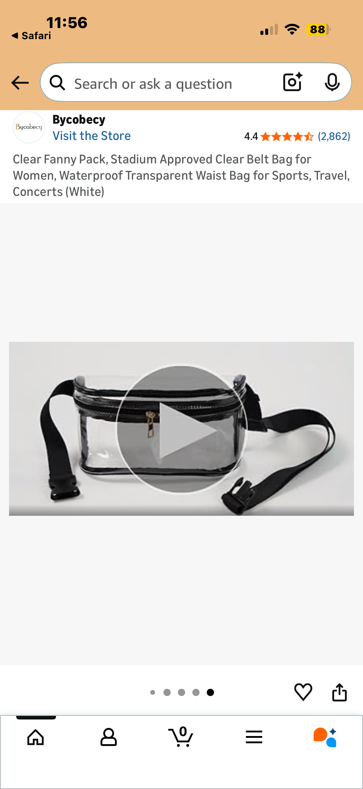 Clear Fanny Pack, Stadium Approved Clear Belt Bag for Women, Waterproof Transparent Waist Bag for Sports, Travel, Concerts