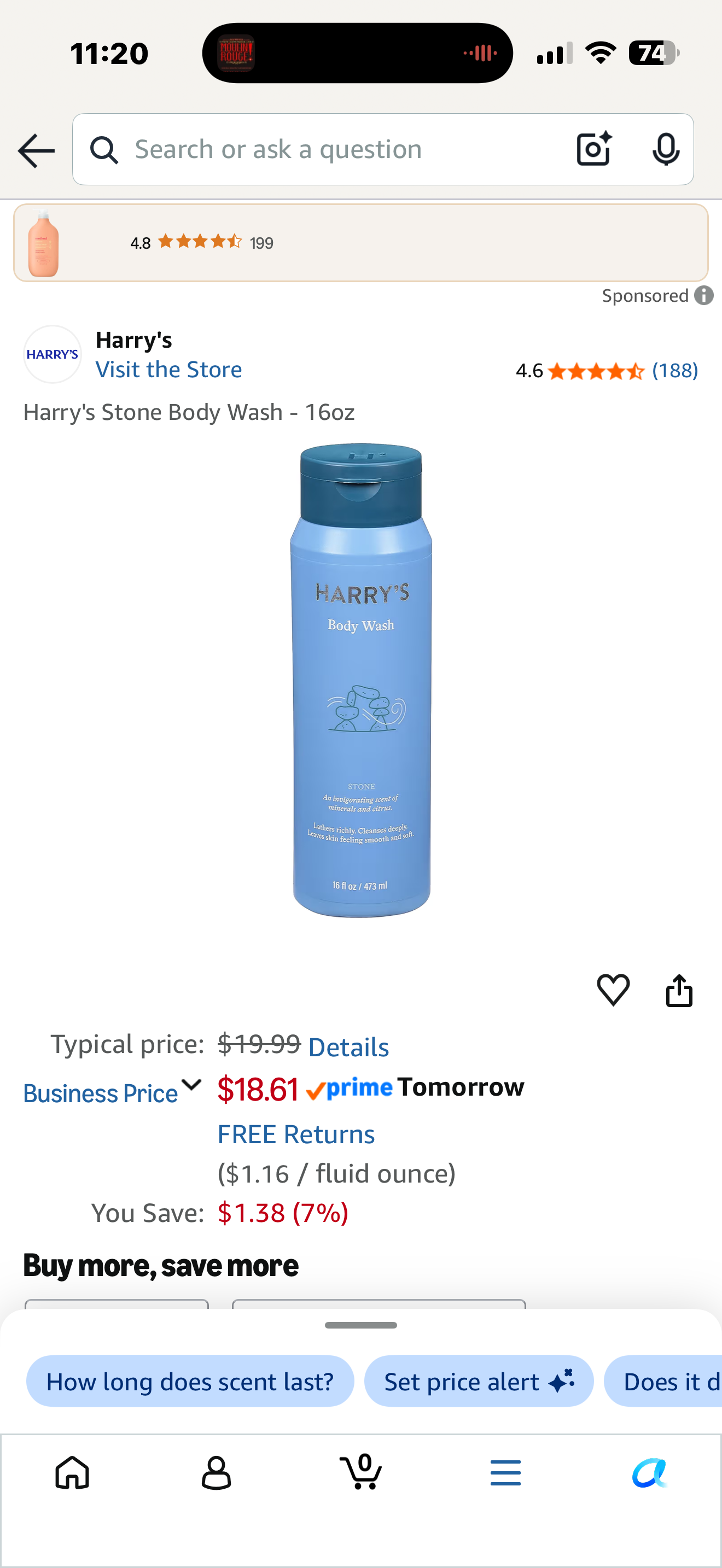 Harry's Stone Body Wash - 16oz