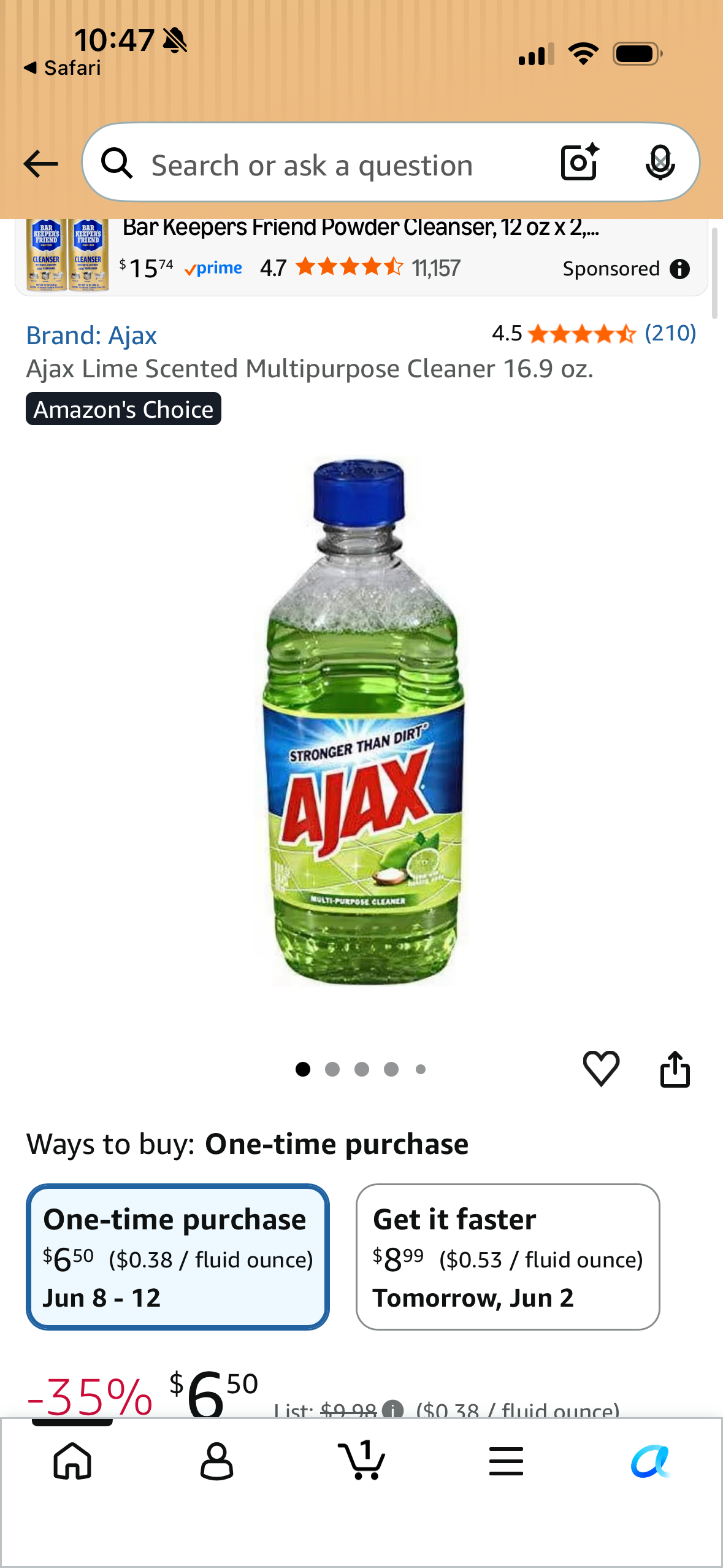 Ajax Lime Scented Multipurpose Cleaner 16.9 oz