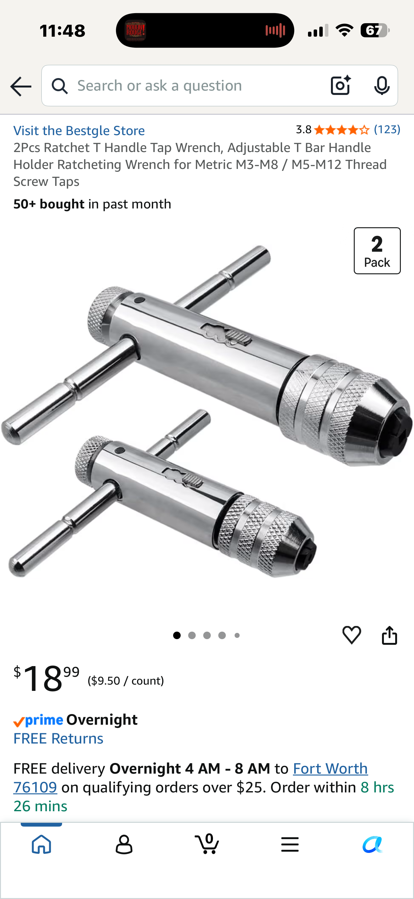 2Pcs Ratchet T Handle Tap Wrench, Adjustable T Bar Handle Holder Ratcheting Wrench for Metric M3-M8 / M5-M12 Thread Screw Taps