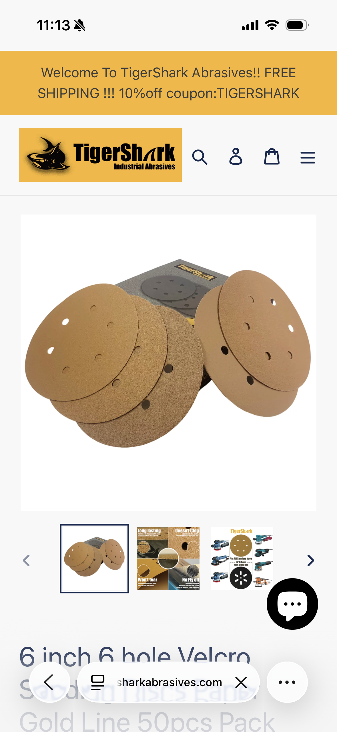 TigerShark 6 Inch 6 Hole Sanding Discs Grit 400 50pcs Pack Special Anti Clog Coating Paper Gold Line Hook and Loop Dustless Random Orbital Sander Paper Very Fine