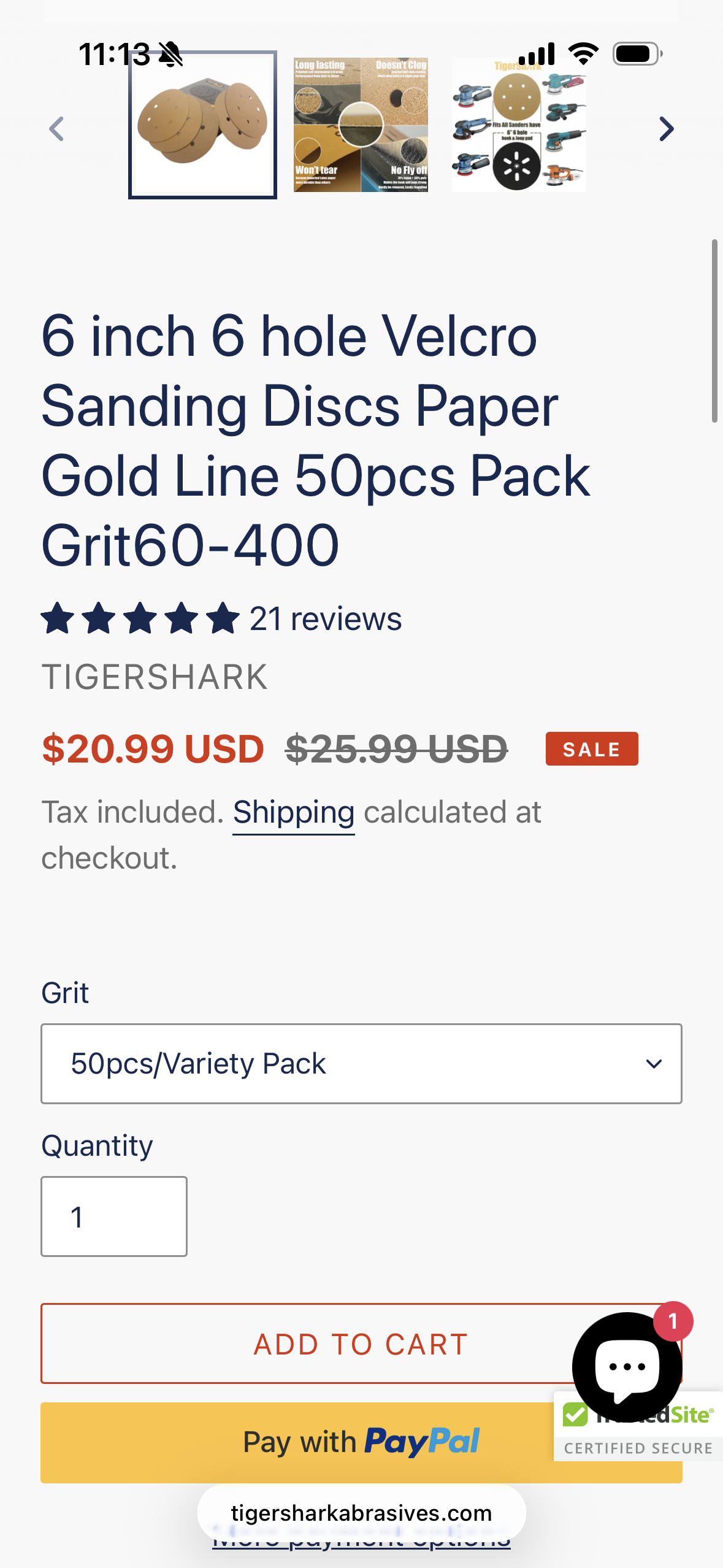 TigerShark 6 Inch 6 Hole Sanding Discs Grit 400 50pcs Pack Special Anti Clog Coating Paper Gold Line Hook and Loop Dustless Random Orbital Sander Paper Very Fine
