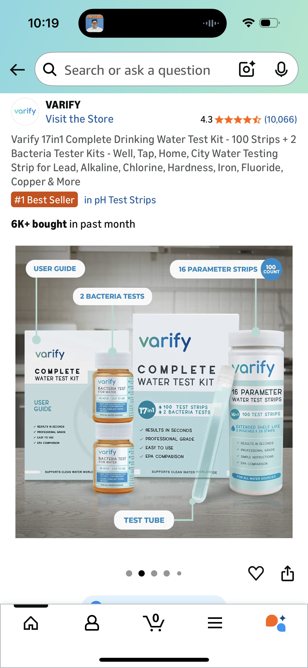 Varify 17in1 Complete Drinking Water Test Kit - 100 Strips + 2 Bacteria Tester Kits - Well, Tap, Home, City Water Testing Strip for Lead, Alkaline, Chlorine, Hardness, Iron, Fluoride, Copper & More