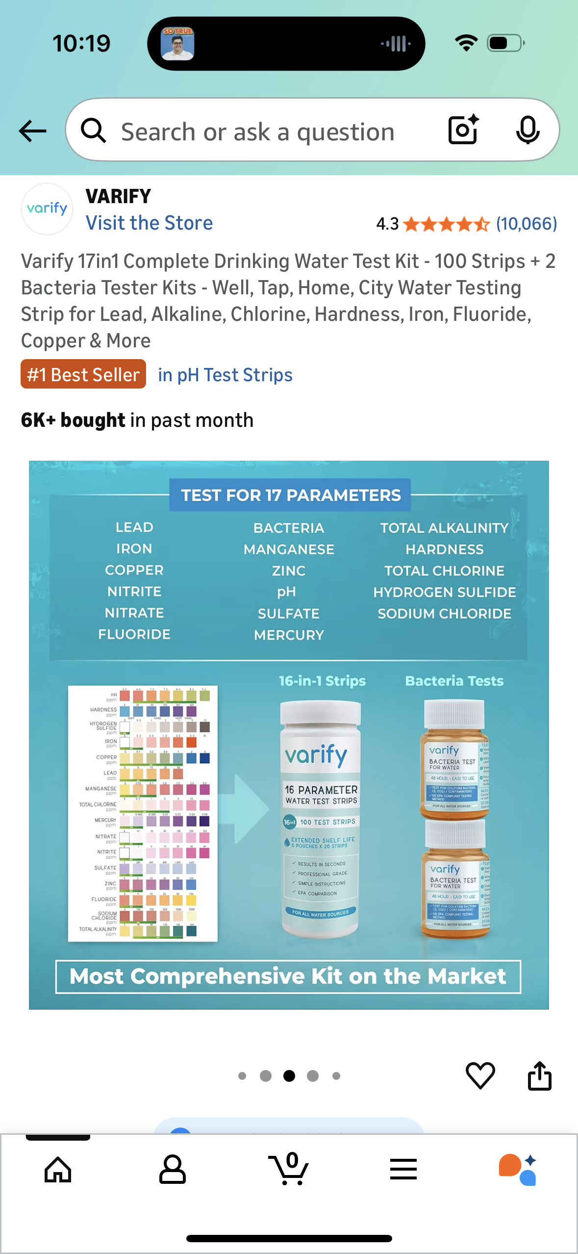 Varify 17in1 Complete Drinking Water Test Kit - 100 Strips + 2 Bacteria Tester Kits - Well, Tap, Home, City Water Testing Strip for Lead, Alkaline, Chlorine, Hardness, Iron, Fluoride, Copper & More