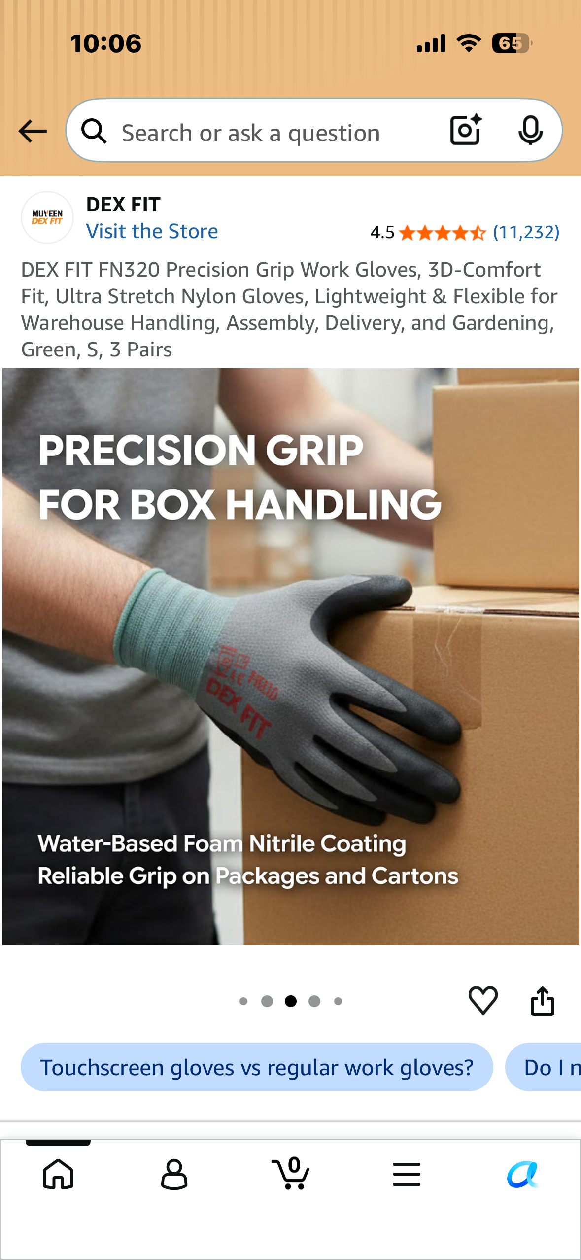 6 PM Door Buster - 3 pair, Size Small, DEX FIT FN320 Precision Grip Work Gloves