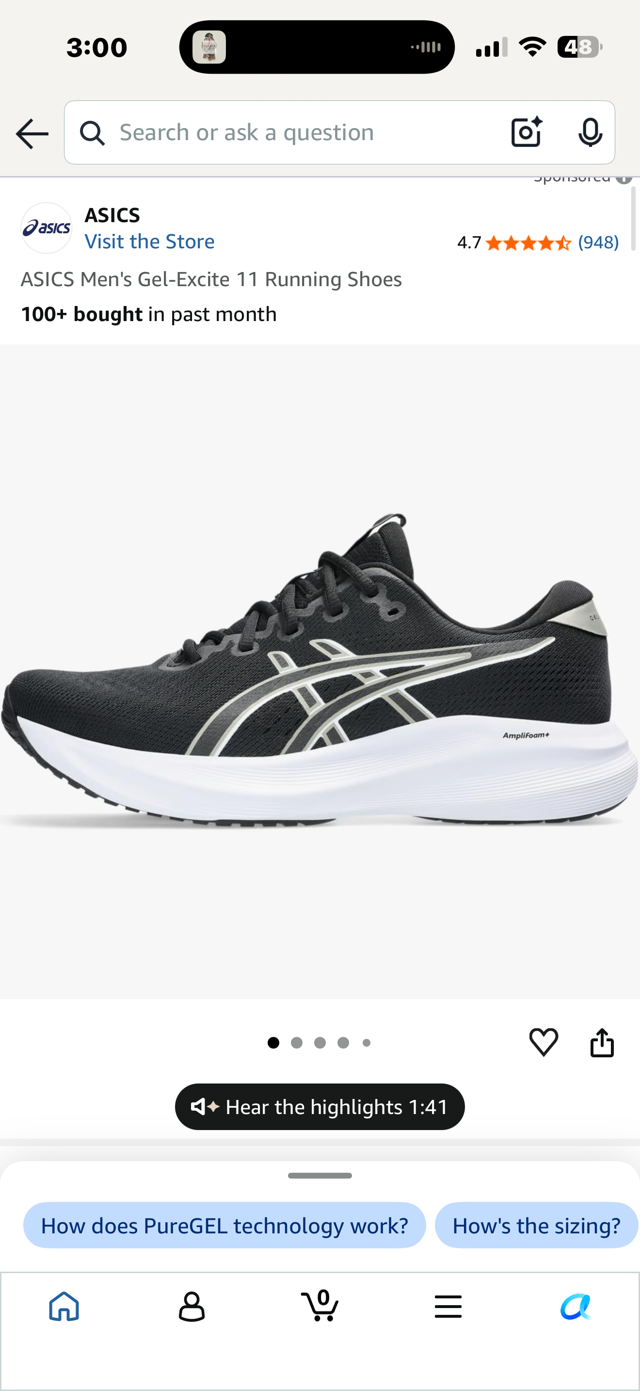 ASICS Men's Gel-Excite 11 Running Shoes (Size 8.5)