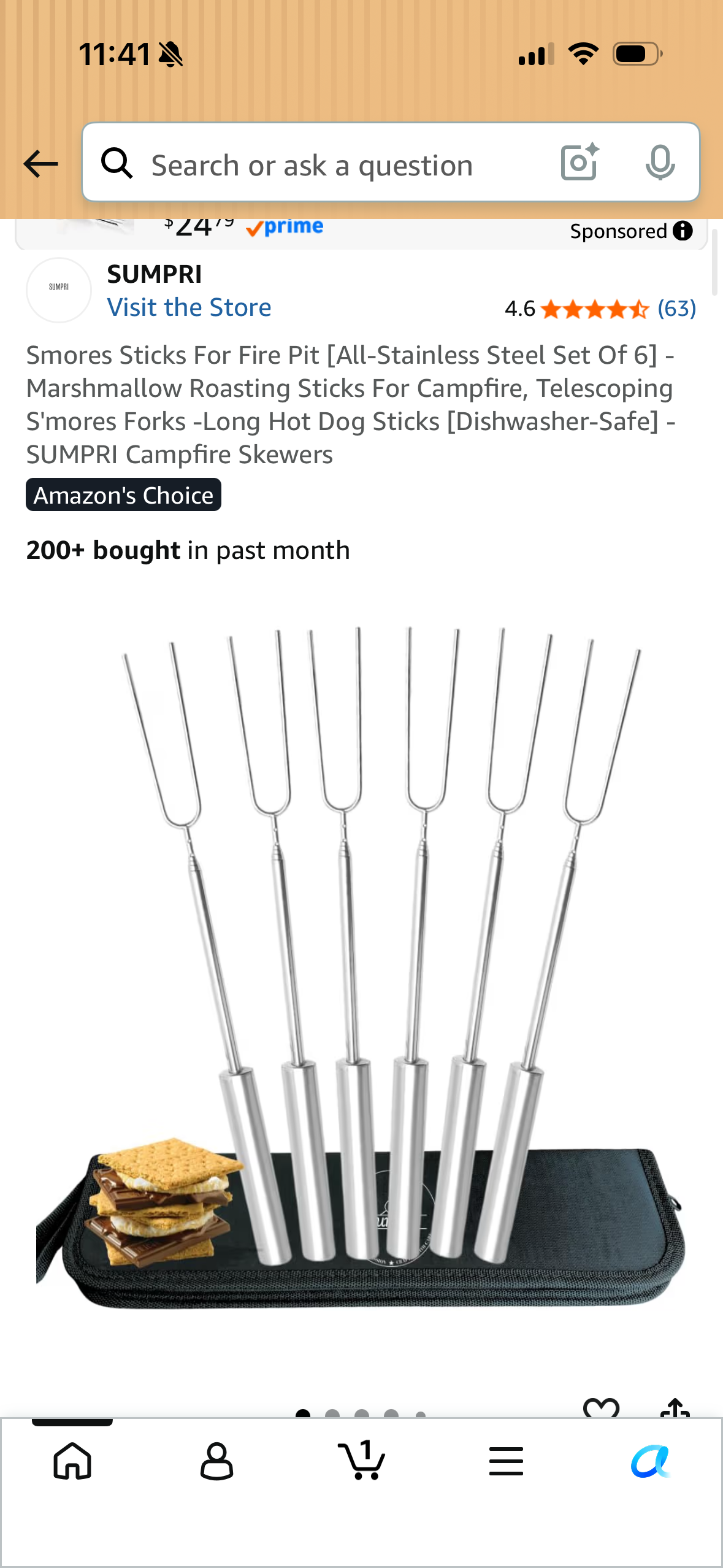 Smores Sticks For Fire Pit [All-Stainless Steel Set Of 6] -Marshmallow Roasting Sticks For Campfire, Telescoping S'mores Forks -Long Hot Dog Sticks [Dishwasher-Safe] - SUMPRI Campfire Skewers