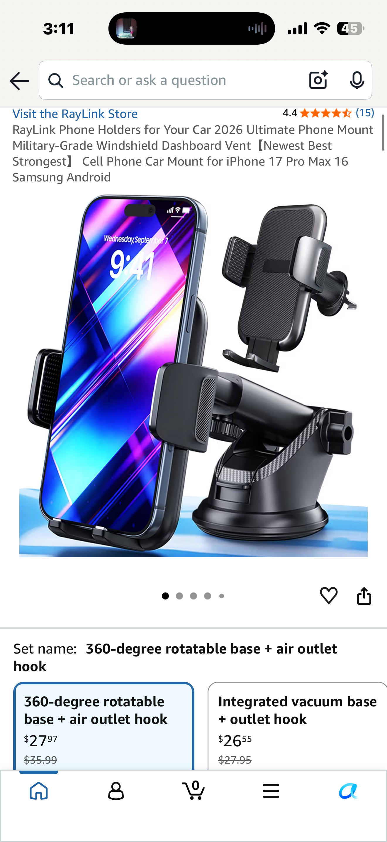 RayLink Phone Holders for Your Car 2026 Ultimate Phone Mount Military-Grade Windshield Dashboard Vent【Newest Best Strongest】 Cell Phone Car Mount for iPhone 17 Pro Max 16 Samsung Android