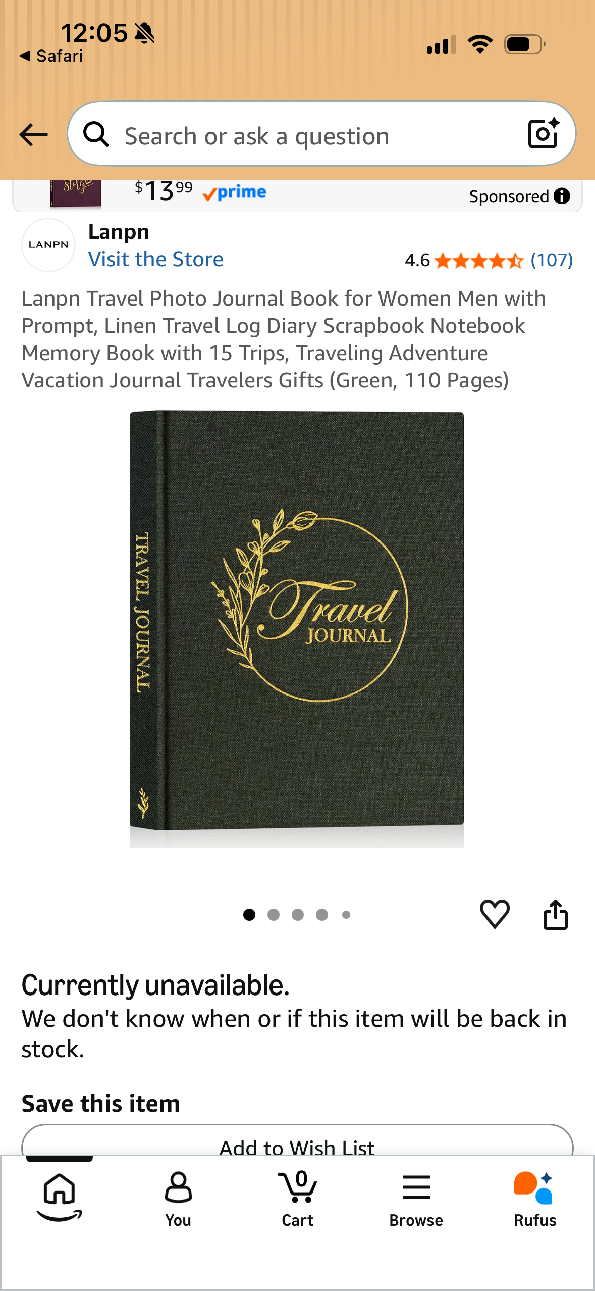 Lanpn Travel Photo Journal Book for Women Men with Prompt, Linen Travel Log Diary Scrapbook Notebook Memory Book with 15 Trips, Traveling Adventure Vacation Journal Travelers Gifts (Green, 110 Pages)