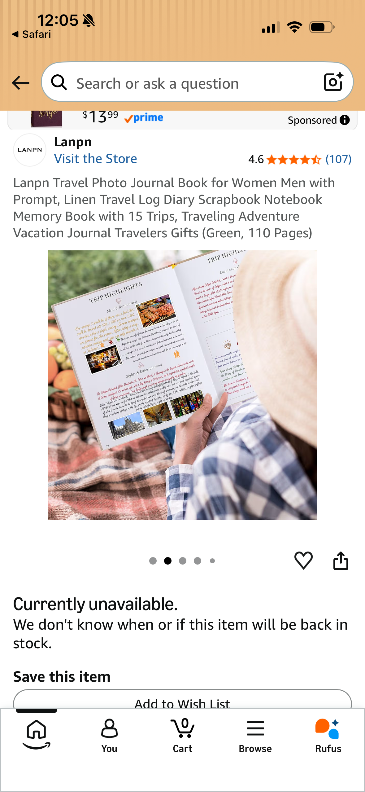 Lanpn Travel Photo Journal Book for Women Men with Prompt, Linen Travel Log Diary Scrapbook Notebook Memory Book with 15 Trips, Traveling Adventure Vacation Journal Travelers Gifts (Green, 110 Pages)