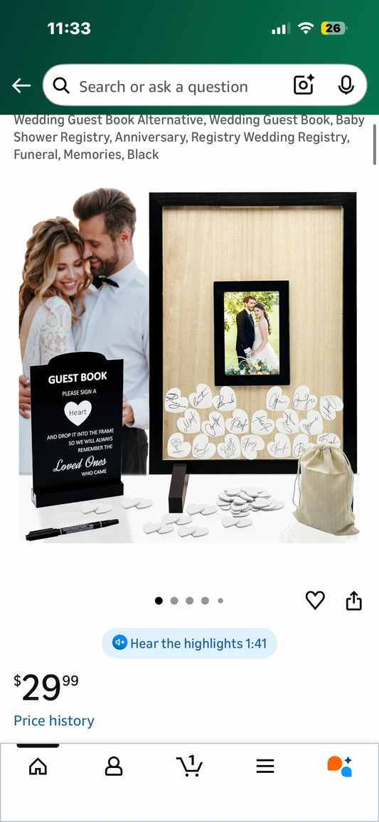 MOVNOGIFT Wedding Guest Book Alternative & Wedding Guest Book Black
