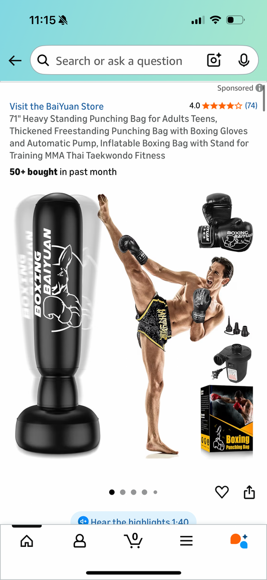 71" Heavy Standing Punching Bag for Adults Teens, Thickened Freestanding Punching Bag with Boxing Gloves and Automatic Pump, Inflatable Boxing Bag with Stand for Training MMA Thai Taekwondo Fitness