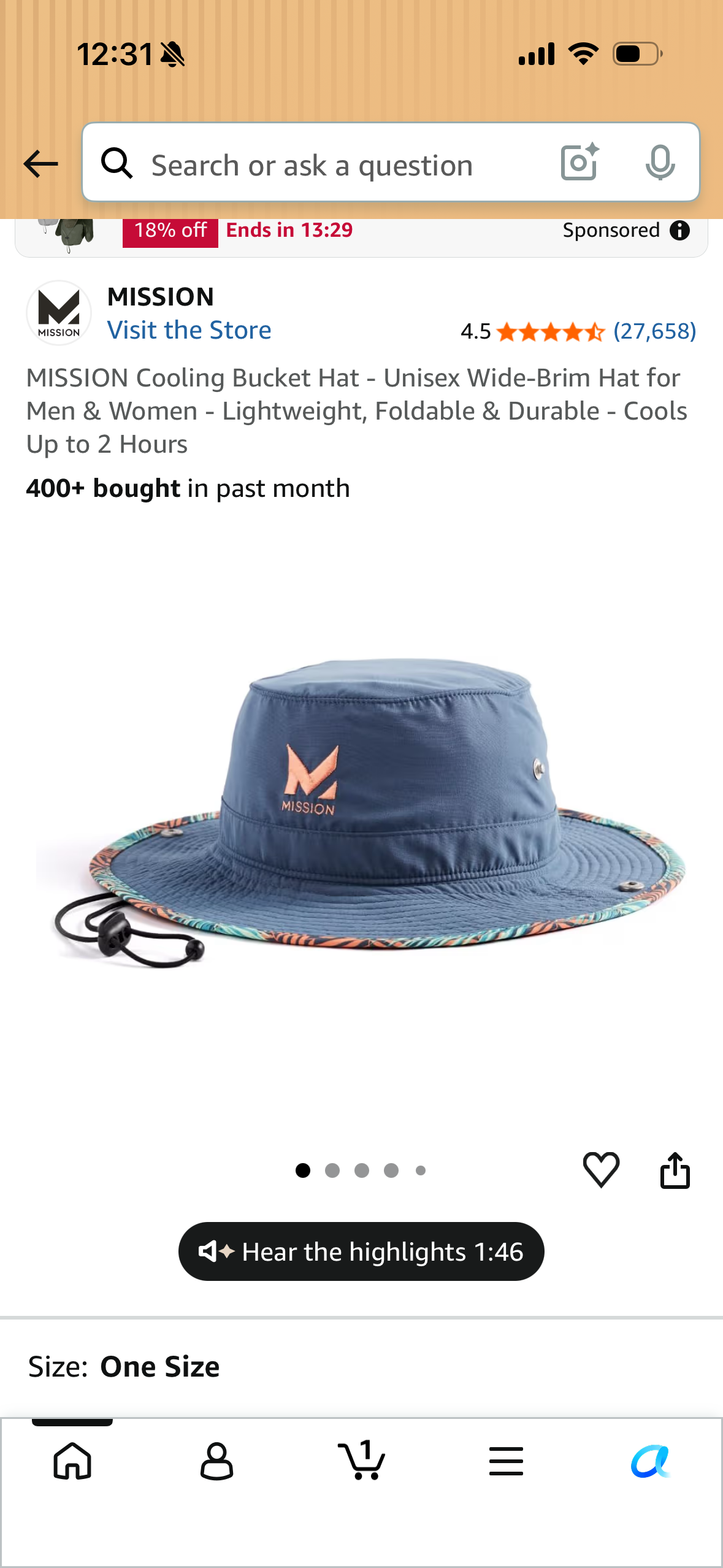 MISSION Cooling Bucket Hat - Unisex Wide-Brim Hat for Men & Women - Lightweight, Foldable & Durable - Cools Up to 2 Hours