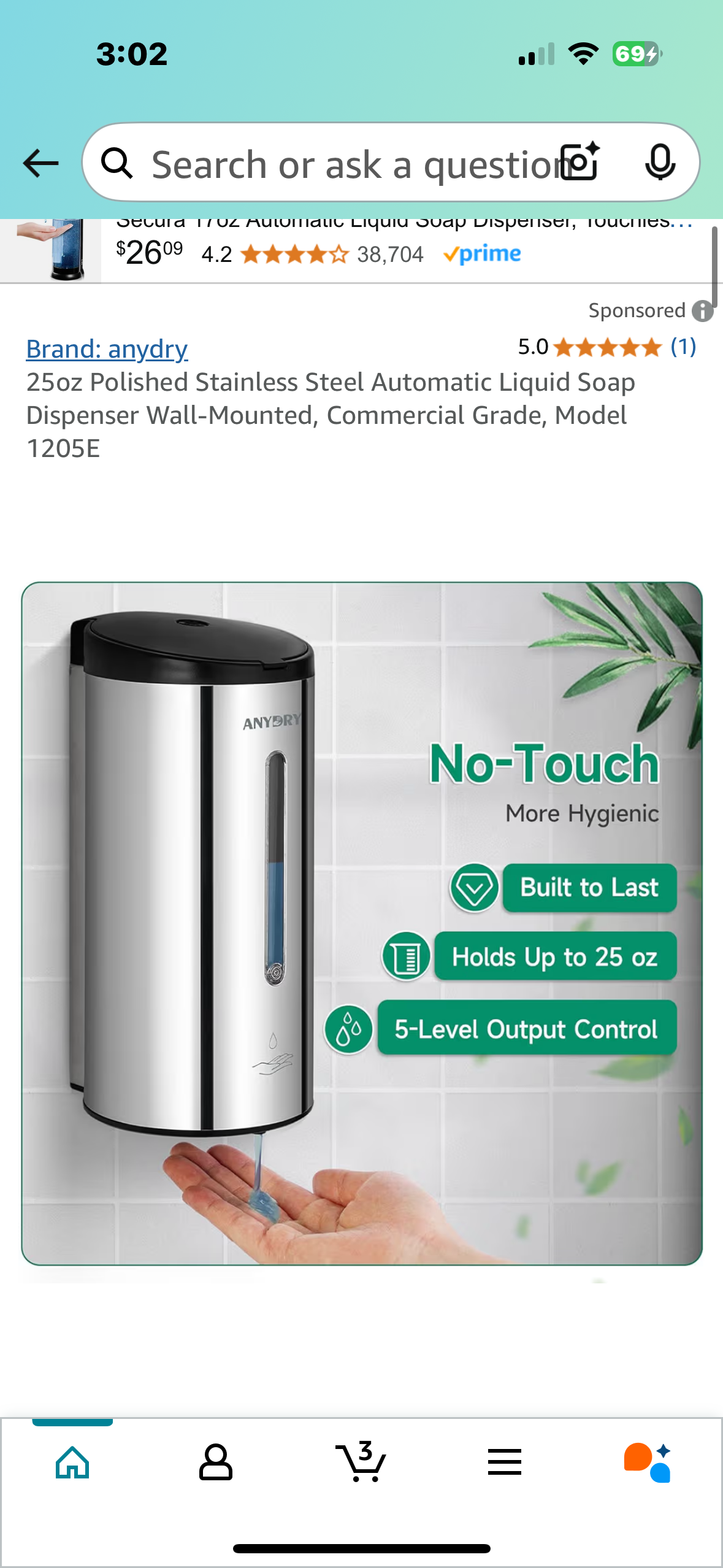 25oz Polished Stainless Steel Automatic Liquid Soap Dispenser Wall-Mounted, Commercial Grade, Model