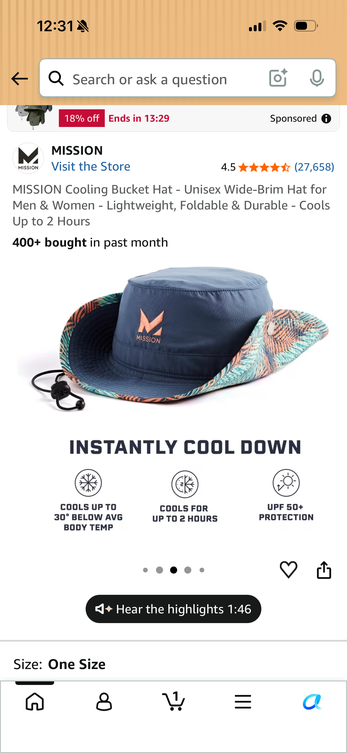 MISSION Cooling Bucket Hat - Unisex Wide-Brim Hat for Men & Women - Lightweight, Foldable & Durable - Cools Up to 2 Hours