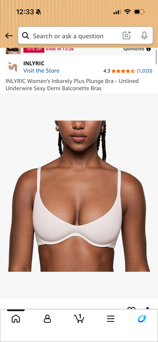INLYRIC Women's Inbarely Plus Plunge Bra - Unlined Underwire Sexy Demi Balconette Bras (Size 38DD)