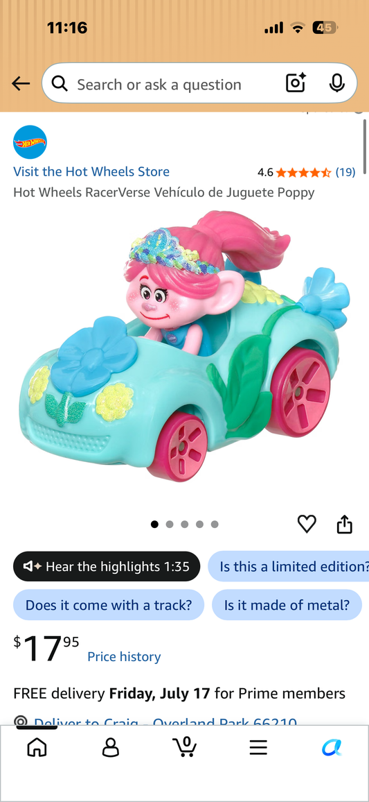 Hot Wheels RacerVerse Vehículo de Juguete Poppy