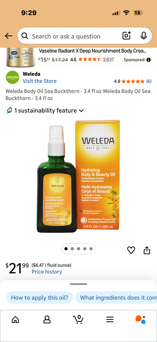 Weleda Body Oil Sea Buckthorn - 3.4 fl oz Weleda Body Oil Sea Buckthorn - 3.4 fl oz