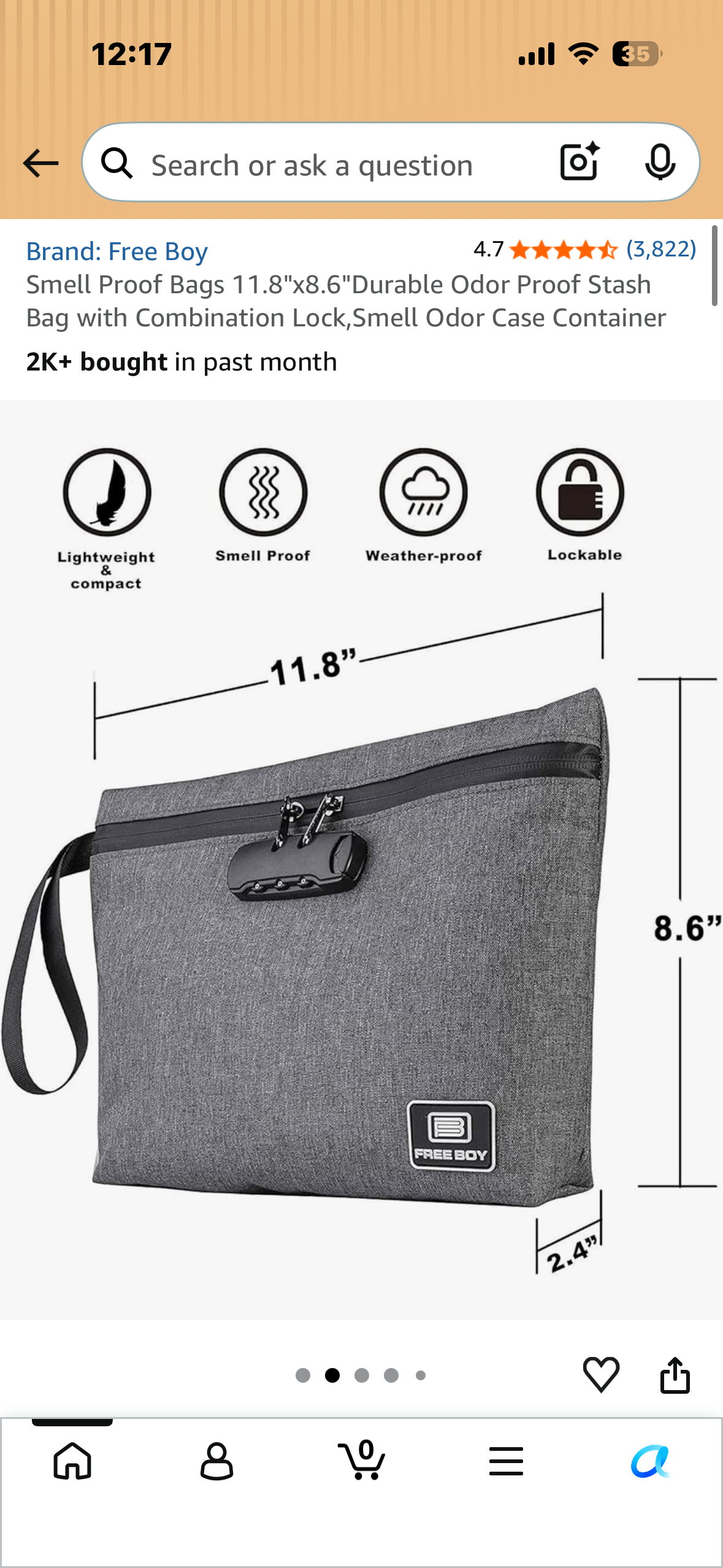 Smell Proof Bags 11.8"x8.6"Durable Odor Proof Stash Bag with Combination Lock,Smell Odor Case Container