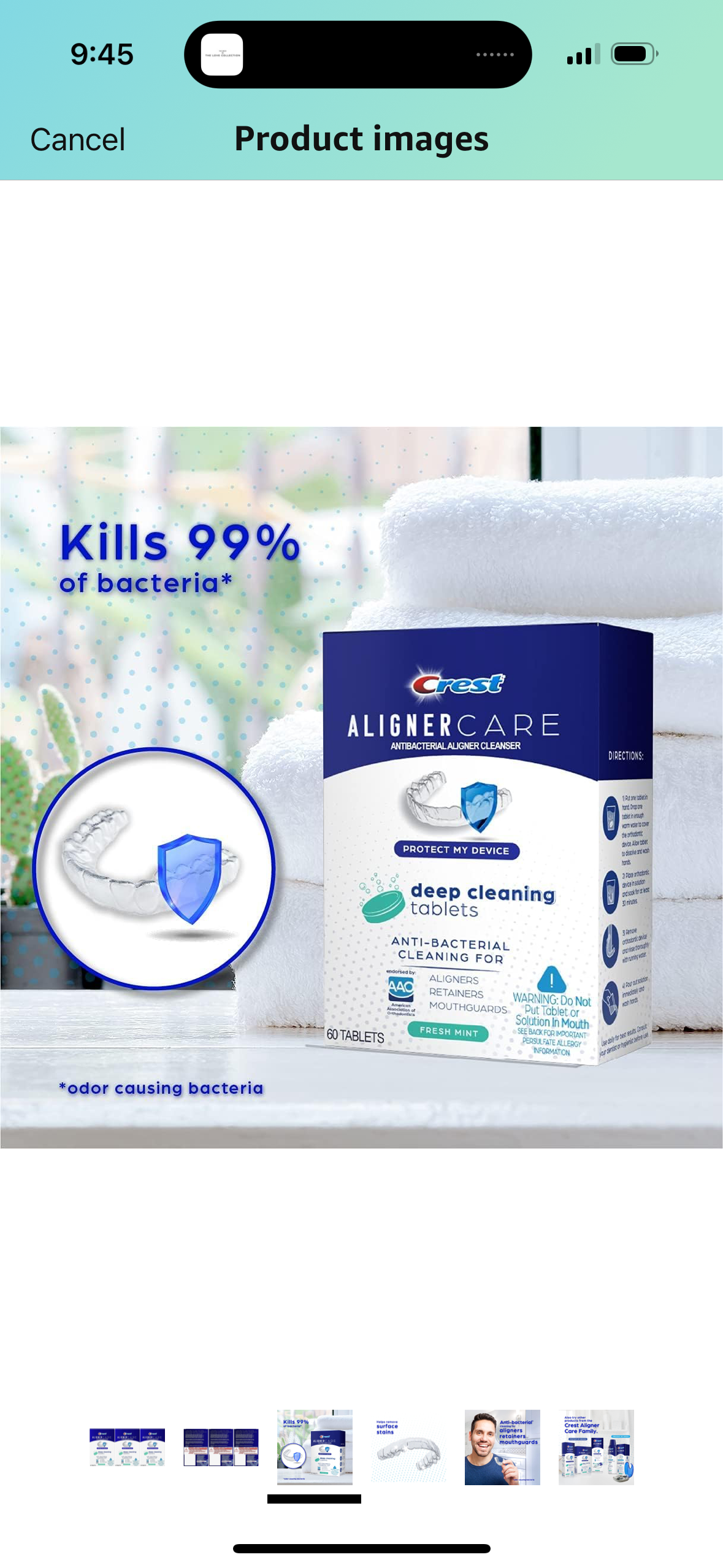 Crest Aligner Care Deep Cleaning Anti-Bacterial Tablets for Aligners, Retainers, Mouthguards, 60-Count, Pack of 3