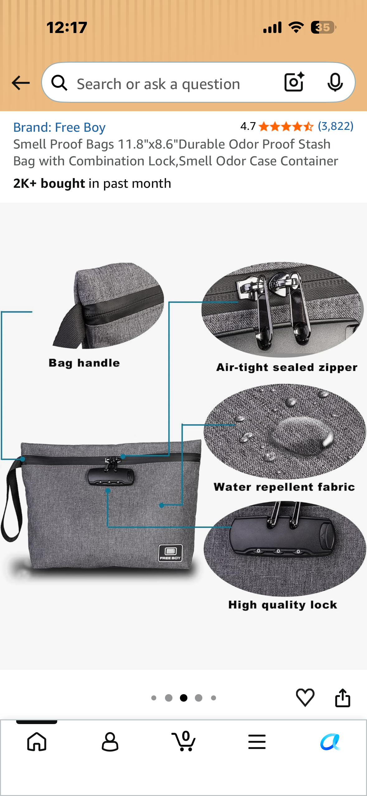 Smell Proof Bags 11.8"x8.6"Durable Odor Proof Stash Bag with Combination Lock,Smell Odor Case Container