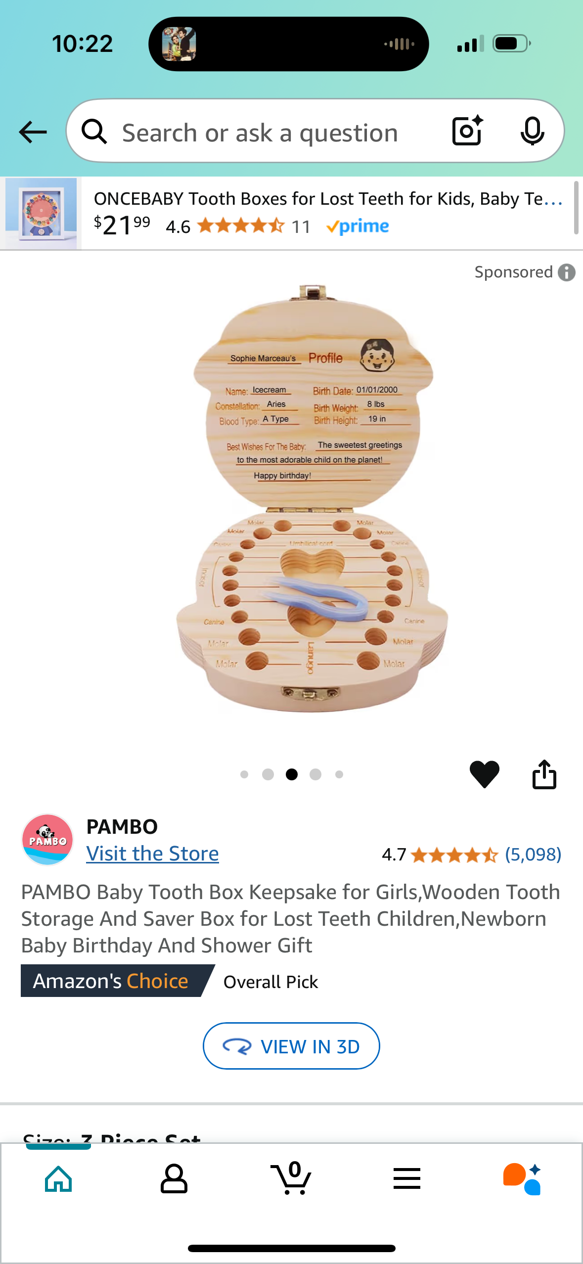 PAMBO Baby Tooth Box Keepsake for Girls,Wooden Tooth Storage And Saver Box for Lost Teeth Children,Newborn Baby Birthday And Shower Gift